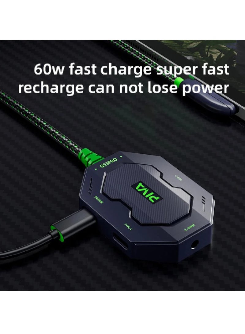 Piva Curved 4-in-1 Gaming Adapter - 60W PD Fast Charging & Dual Audio Jack - Image 4